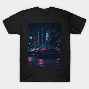 Dark Sports Car in Japanese City T-Shirt